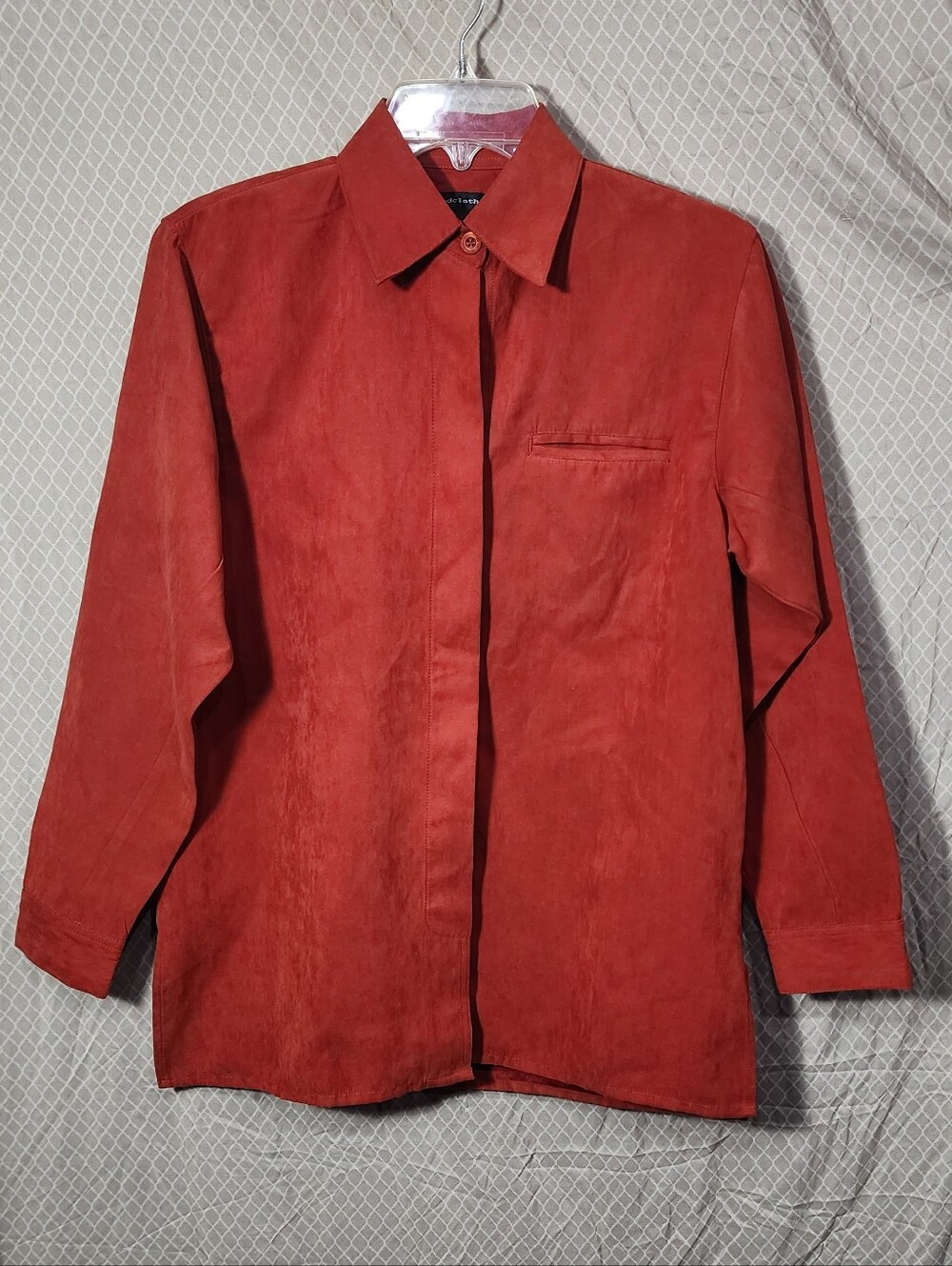 Good Clothes Faux Suede Rust Orange Long Sleeve Button Down Women's Small Used